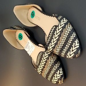 Restricted African Weave Slip On Flats, Size 8